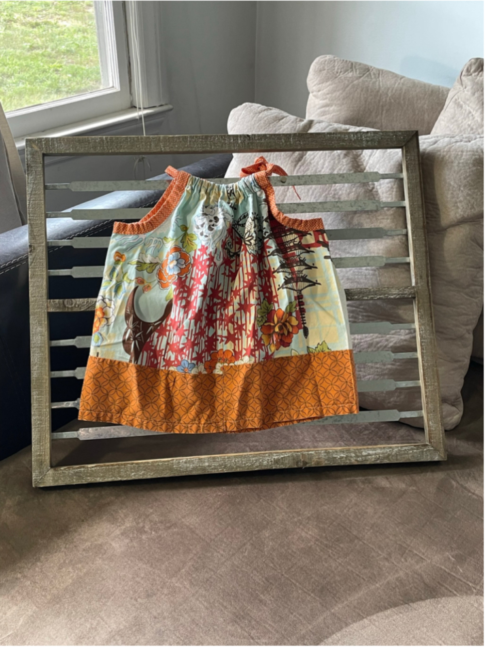 Oriental pillowcase dress 2t blue Orange Floral